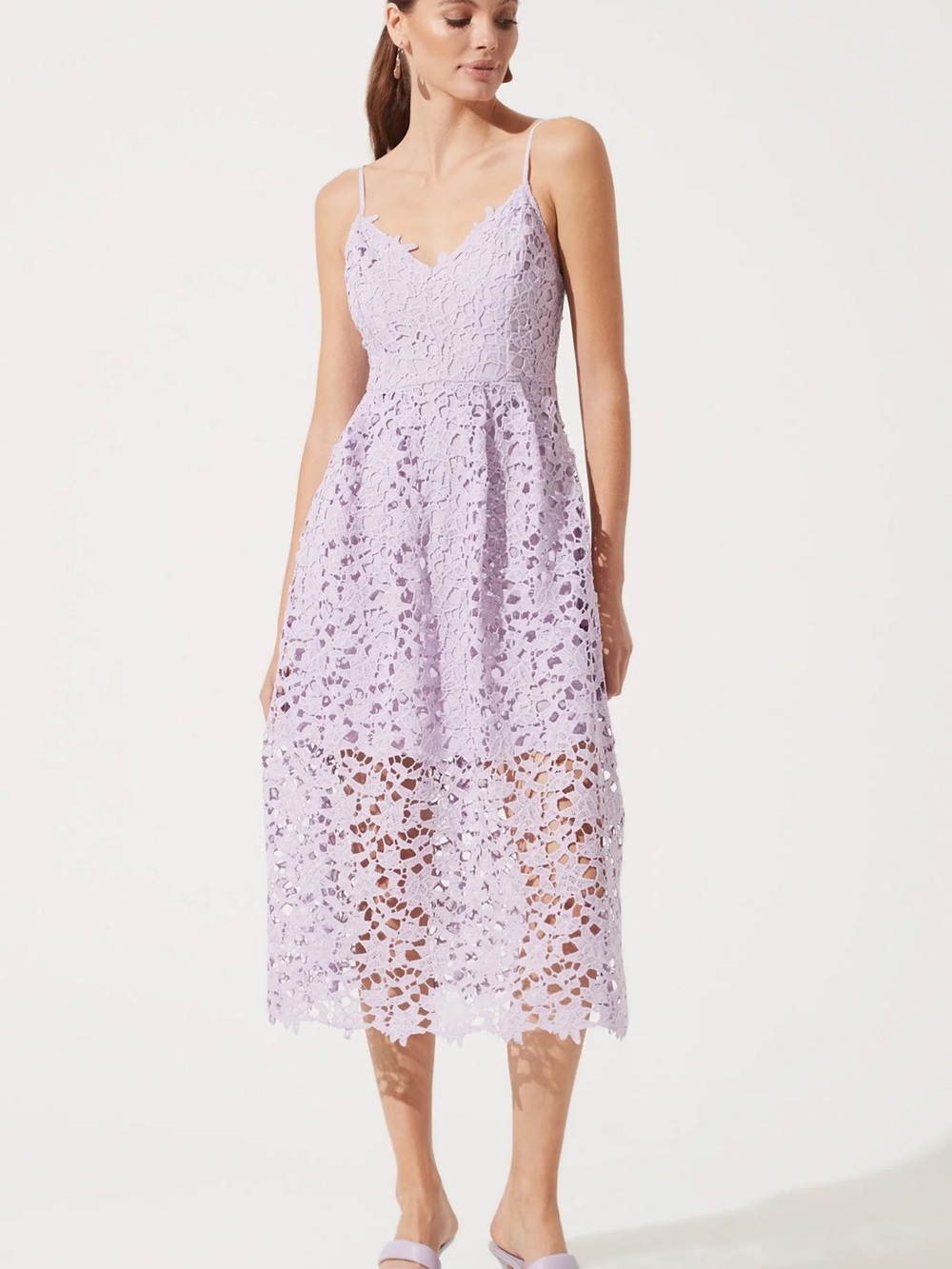 Astr Lilac Lace Midi Dress - XS